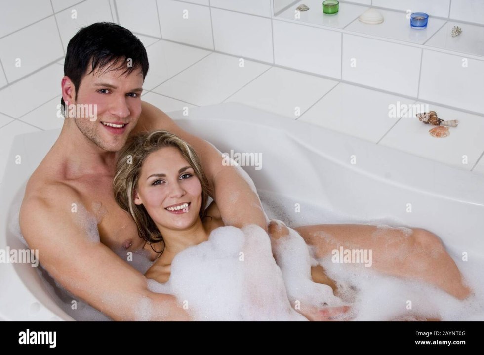 Young couple in the bathroom