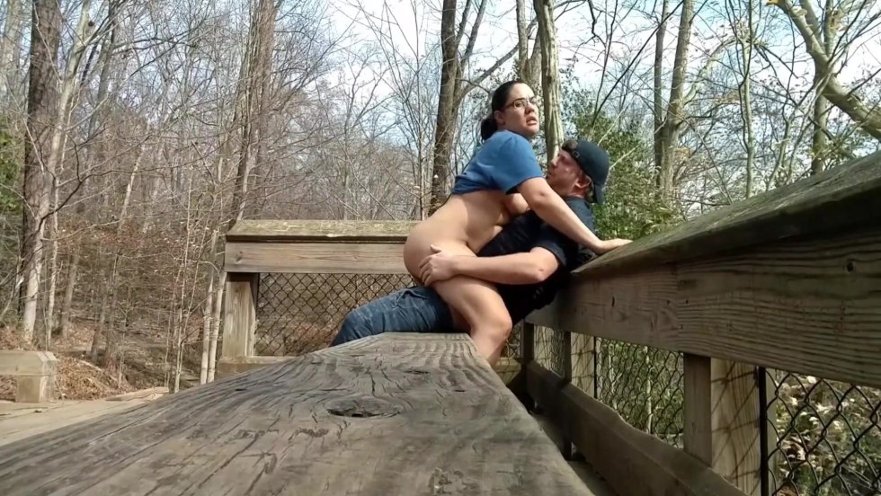 Anal on a bench in the park