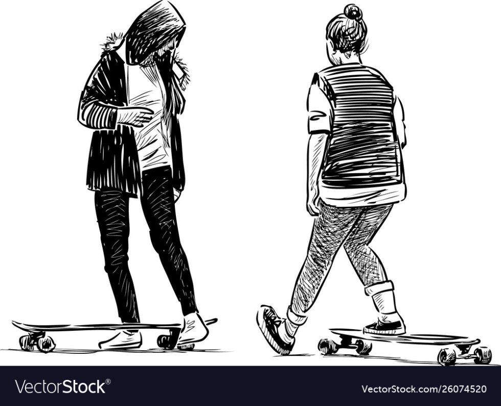 A teenager skate illustration