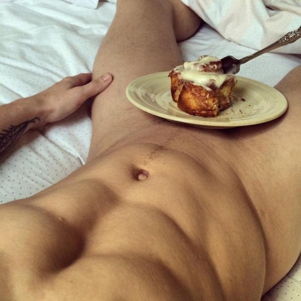Breakfast on the body of a man