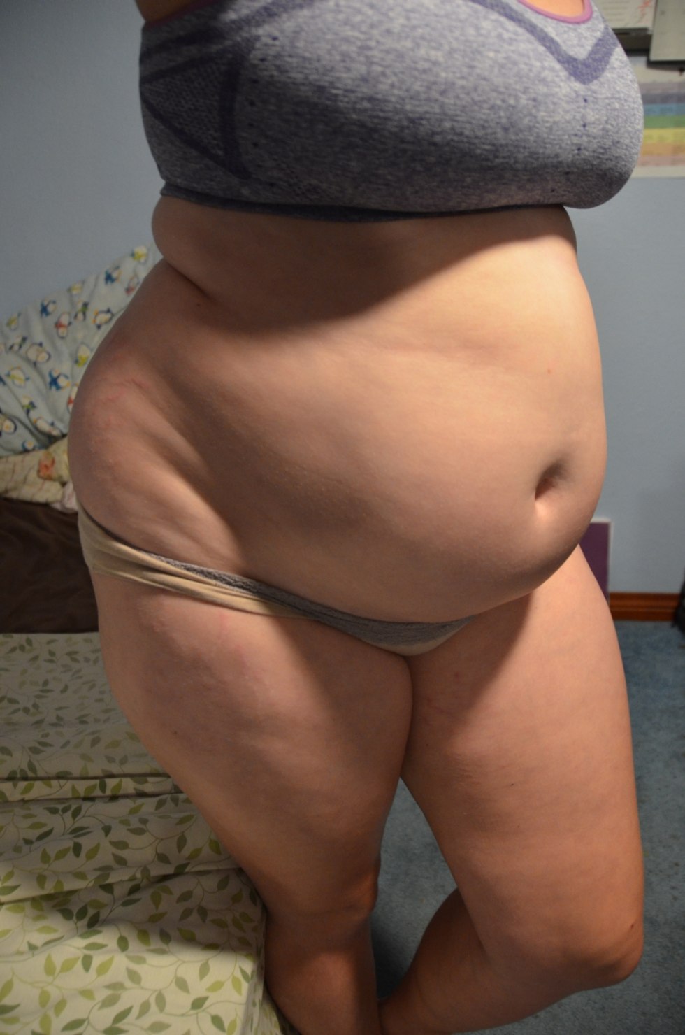 Fat women in white underpants