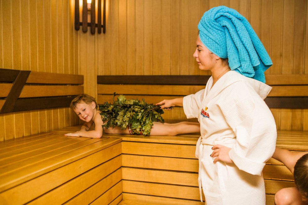 Children are resting at sea