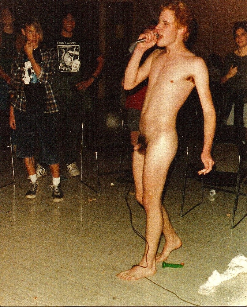 Naked men in the theater on stage