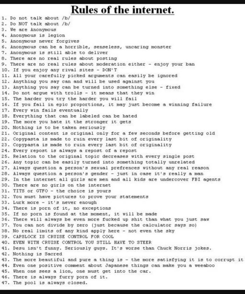 All Rules of Internet