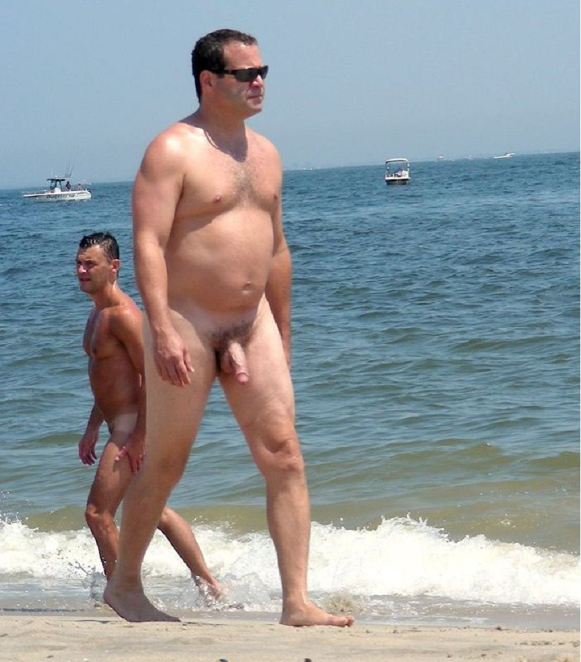 Naked old man with big