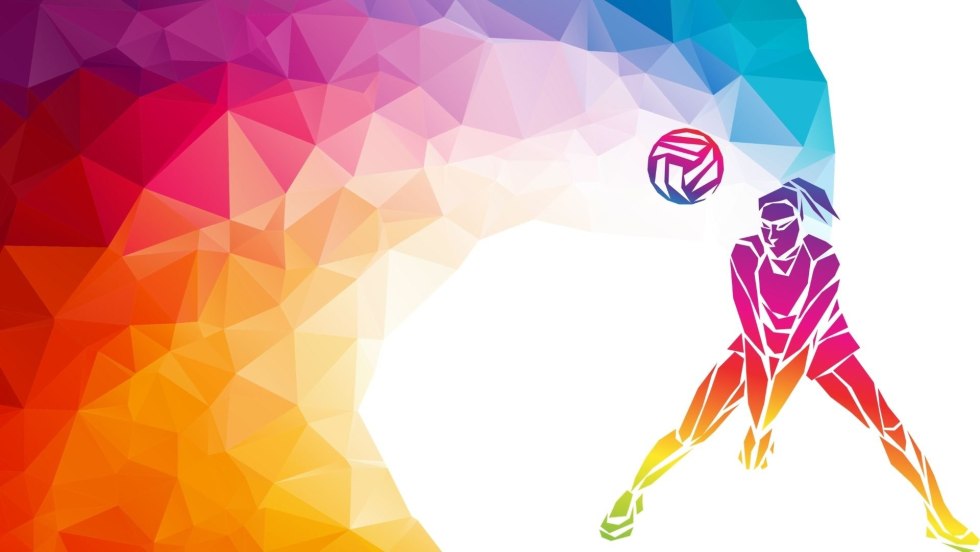 Color silhouettes of athletes volleyball