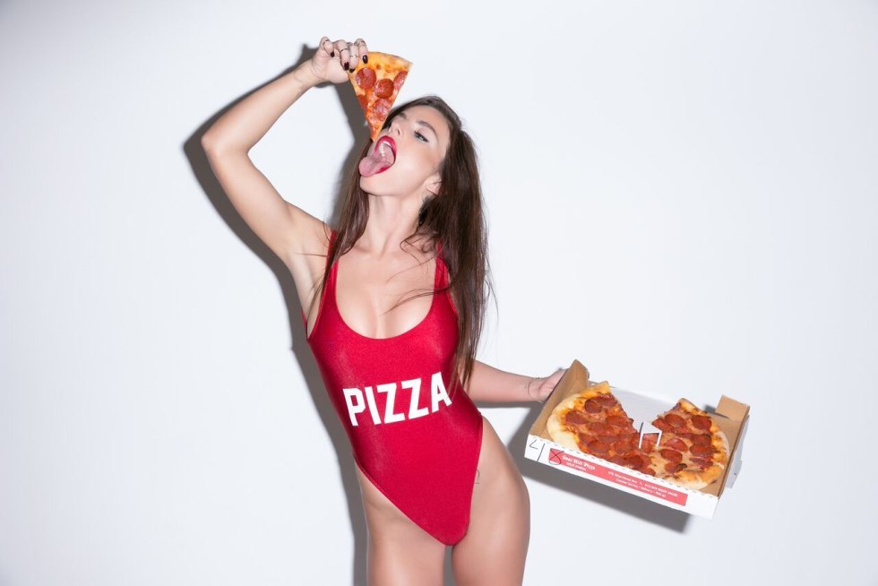 Girl with pizza