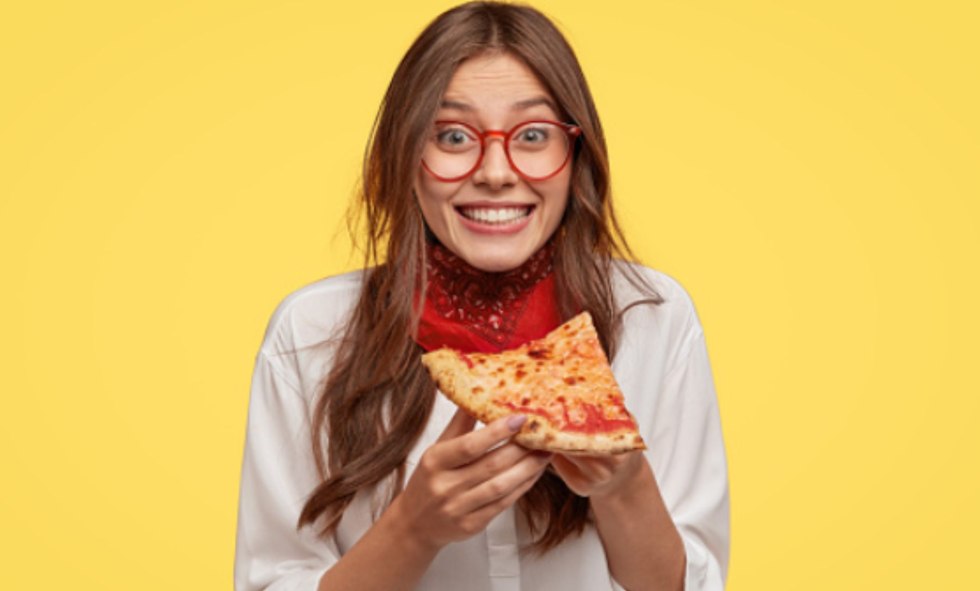 The girl eats