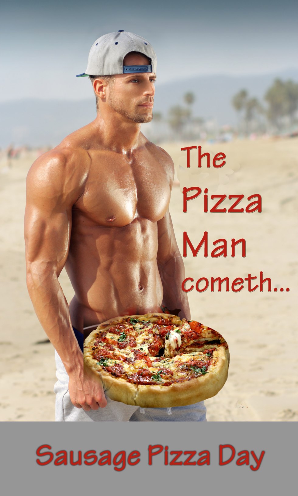Naked pizza deliveryer