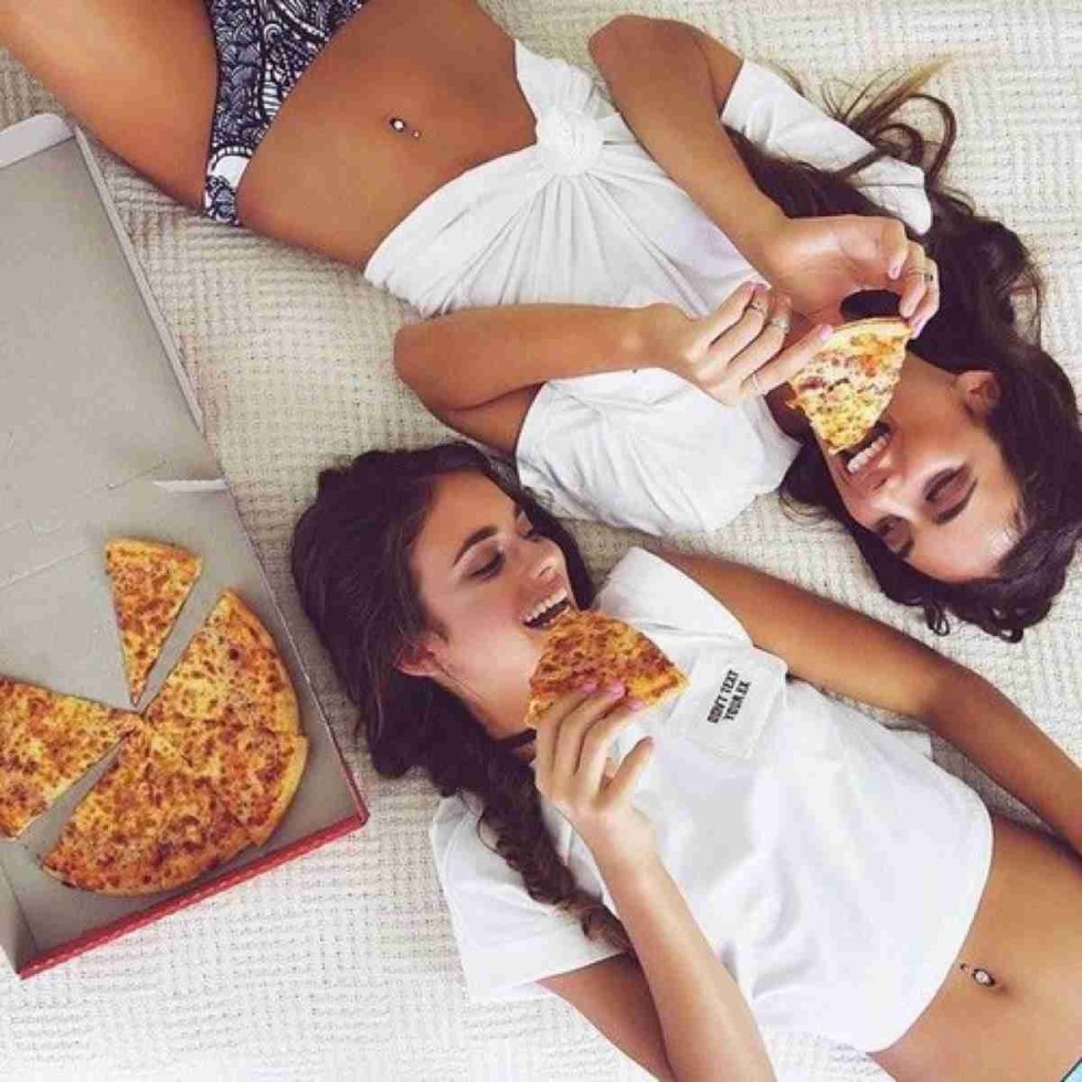 People with pizza