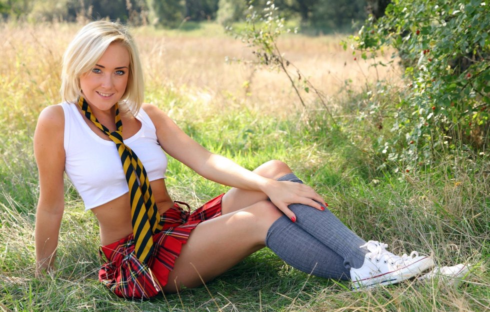 Schoolgirls in short skirts