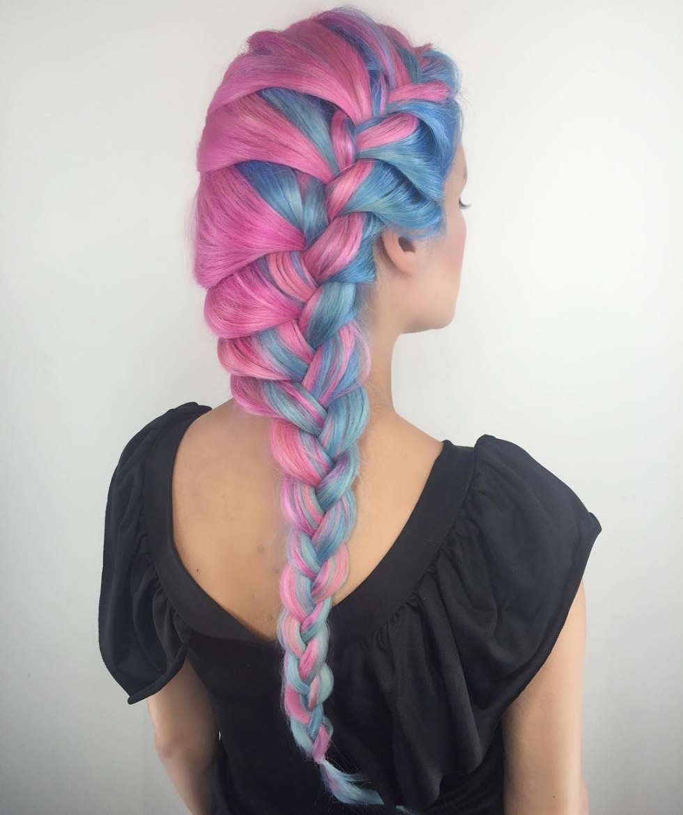 Colored braids in the hair