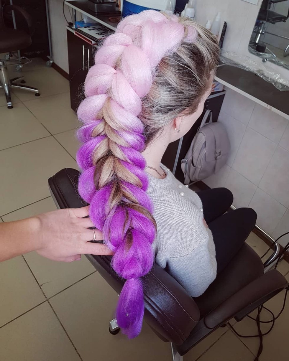 With long hair from the back of the braid