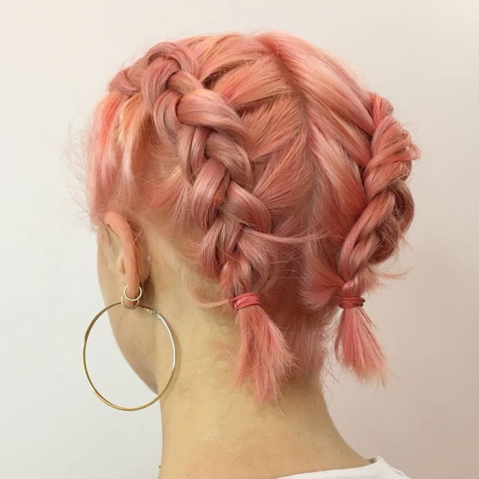 Braids with kanecalon pink