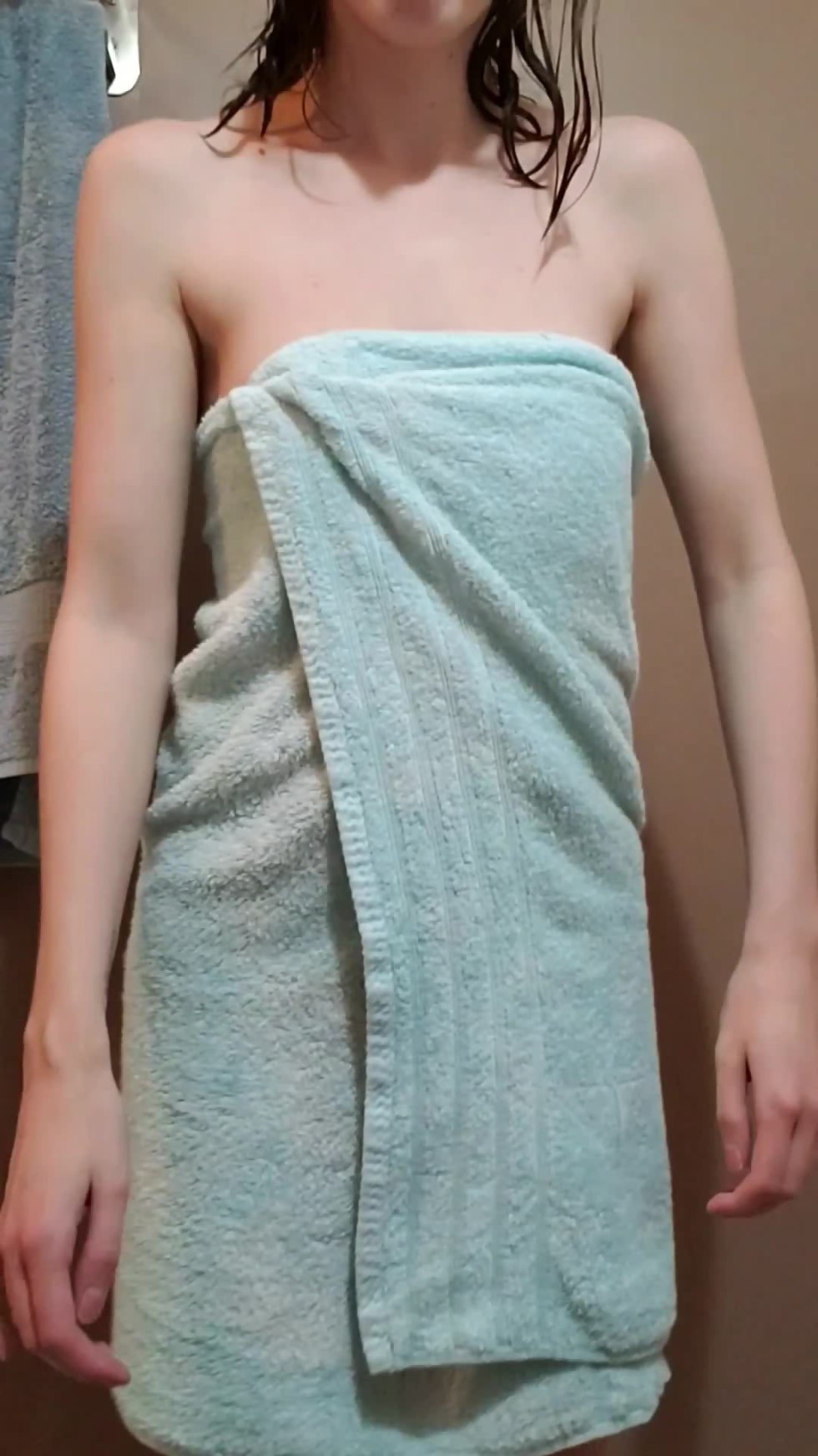 Girl with a towel on her head