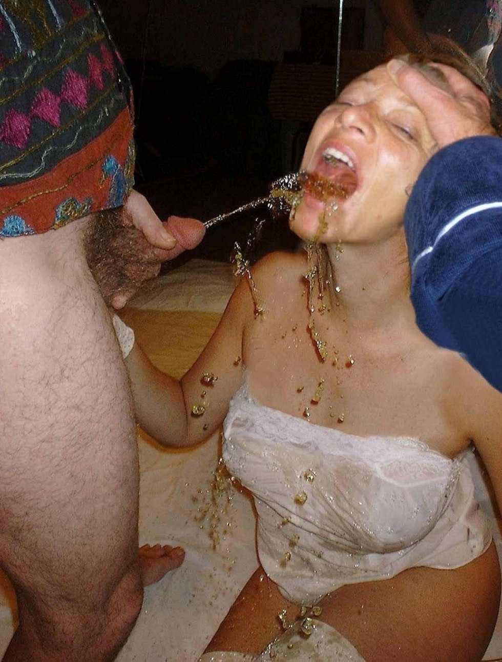 Pising in the mouth of amateur