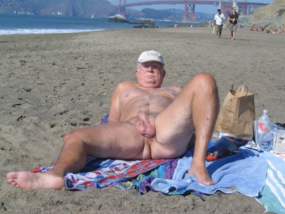 Naked elderly men on the beach