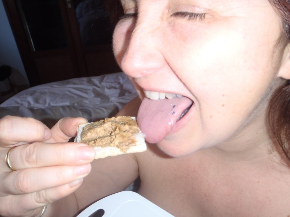 Naked women shit in their mouths