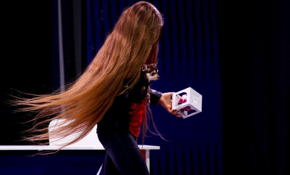 Alexandra Trusov with her hair loose