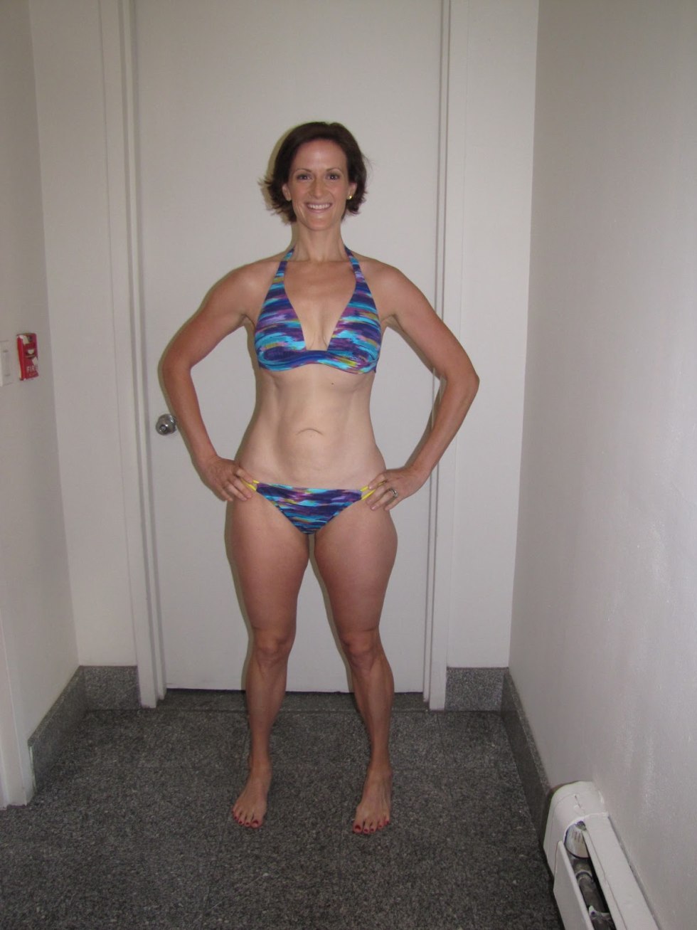 Mom in the swimsuit of the house