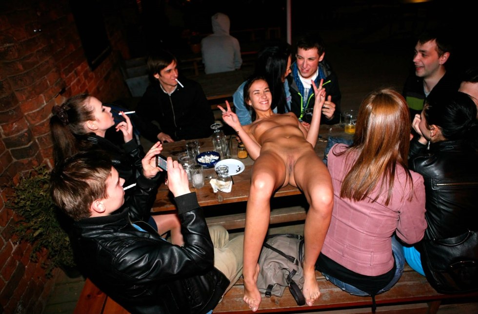 Strip bar with naked waitresses