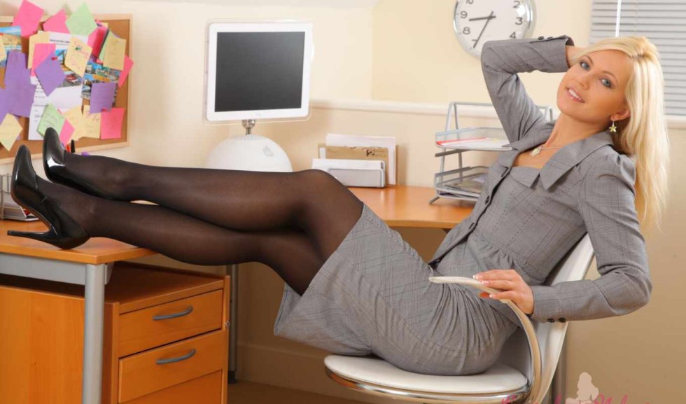 Jenny Gregg in stockings secretary