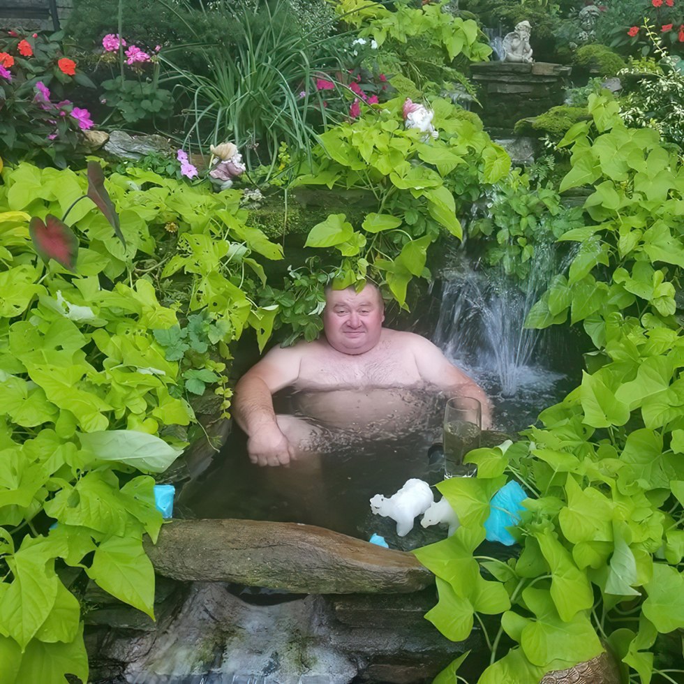 Fat man in water