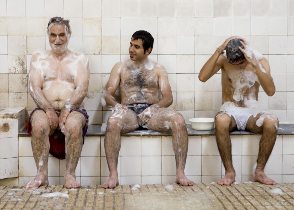 Naked women in women's shower