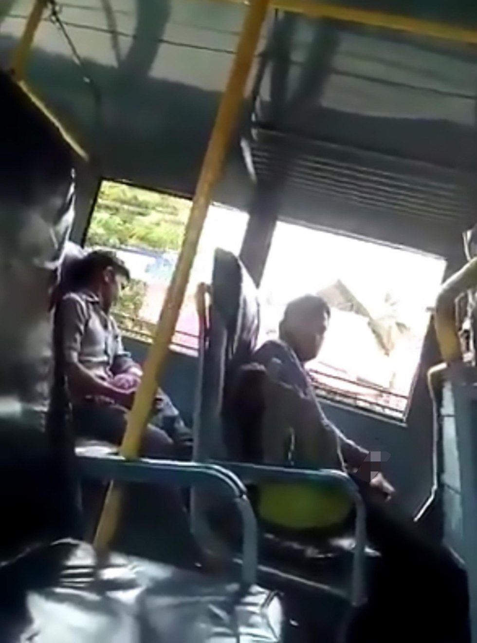 The girl sucked on the bus