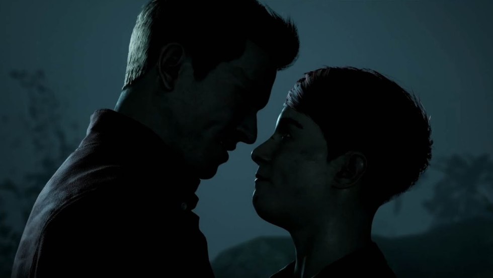 A guy with a girl hug without a face