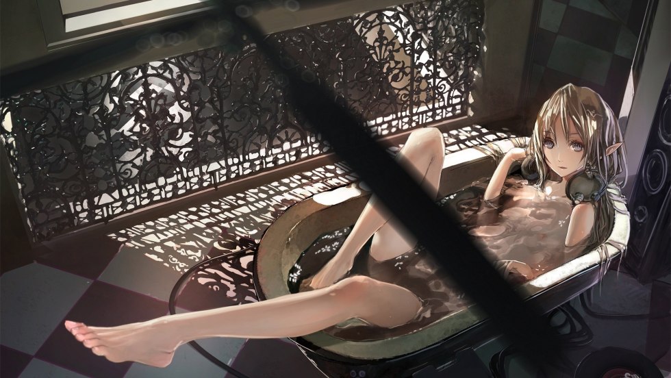 Anime girl in the bathroom