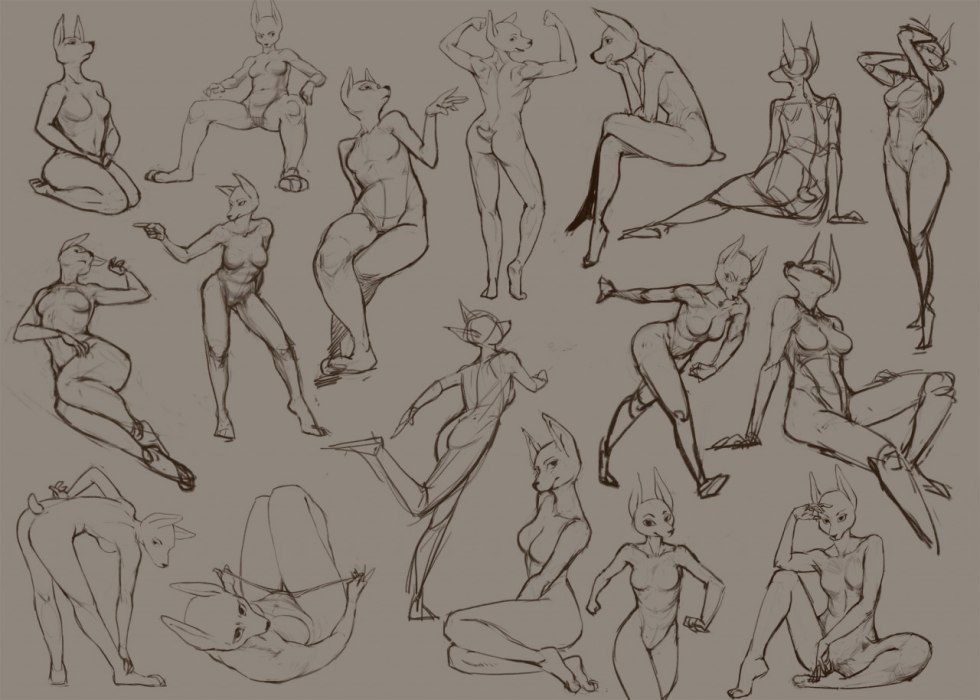Naked women in different poses