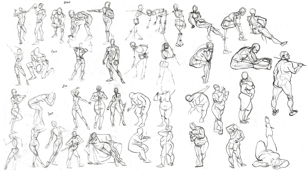 A lot of naked female asses