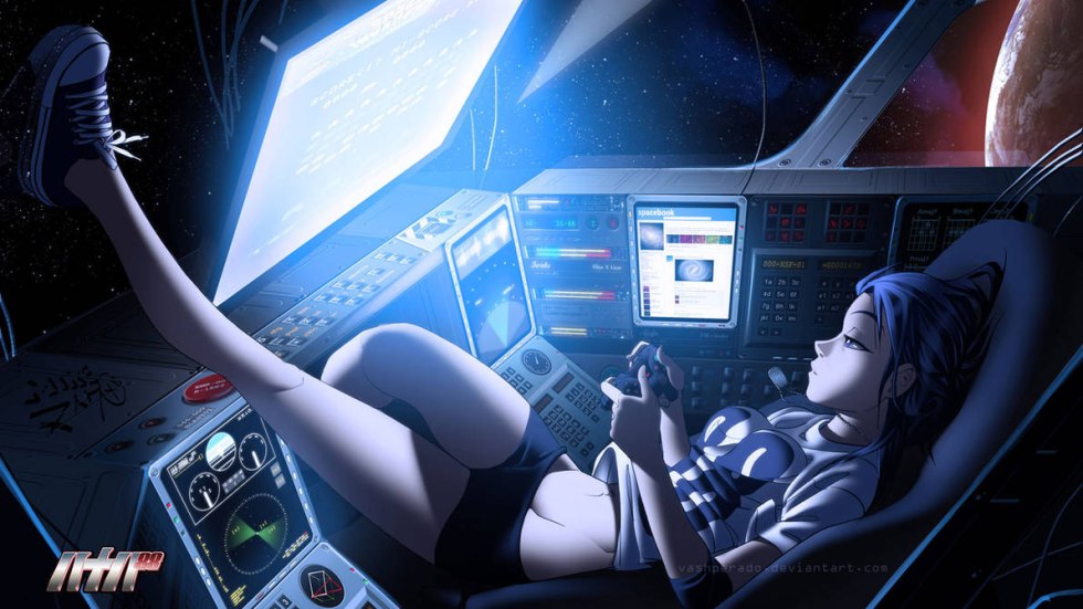 Girl on a spaceship