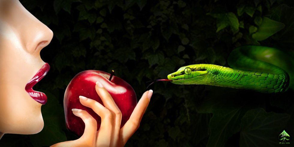 Eve tastes the forbidden fruit