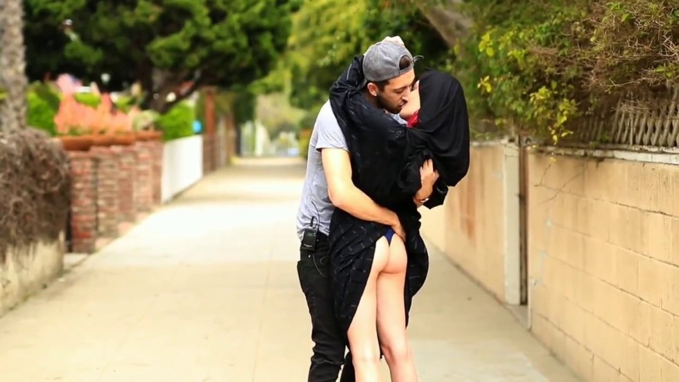 The guy licks boobs to a girl