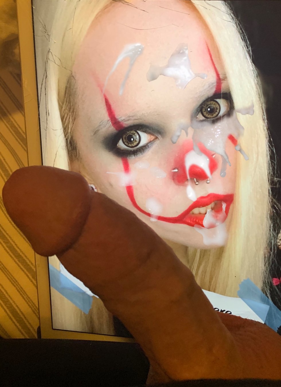 Halloween Sexy Clown Sucking on Her Dildo