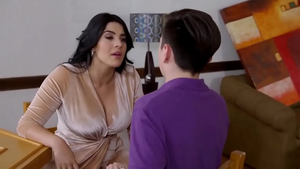 My STEP MOMMY in the kitchen in a robe