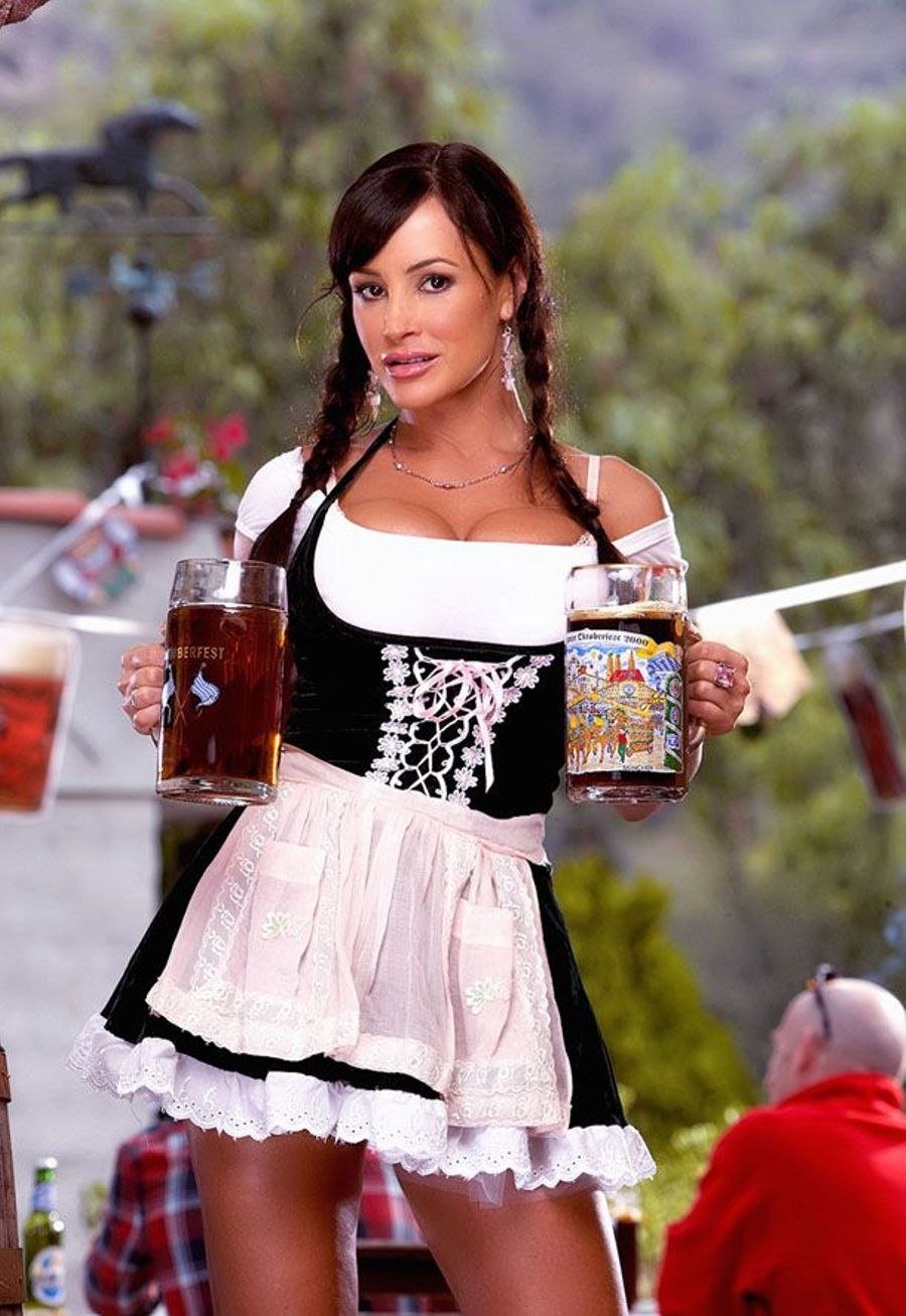 Lisa Ann with beer