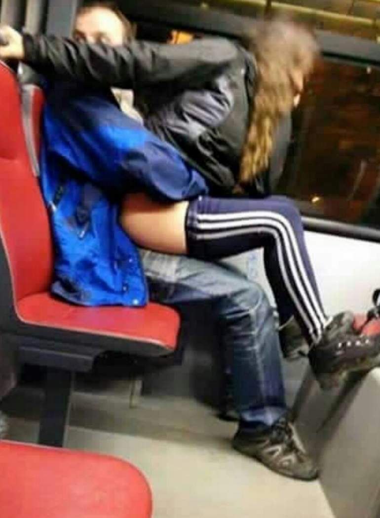 Girl on the train at night