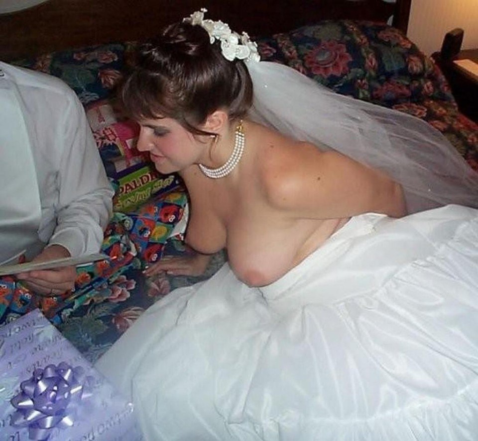 Naked girls in wedding dresses