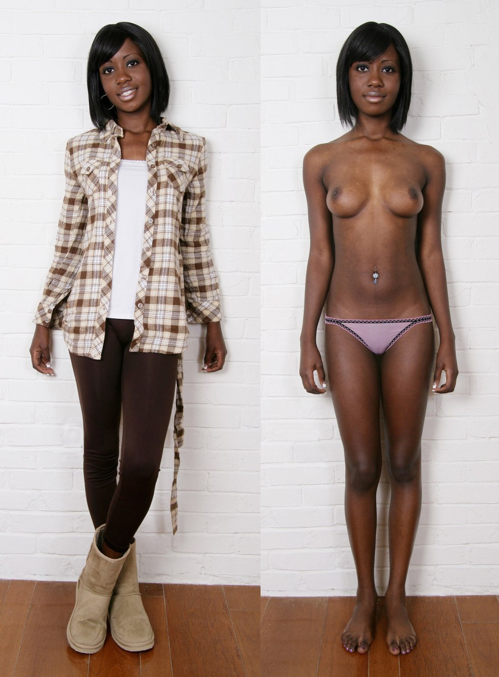 Slender girls stripped