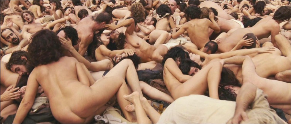 A lot of naked girls and one guy