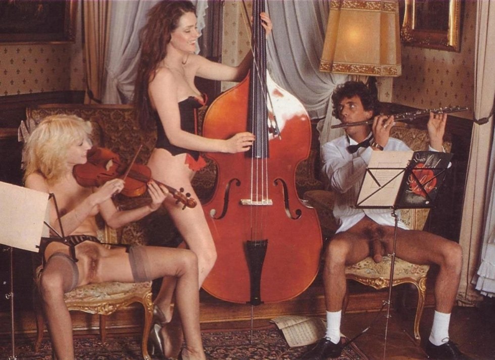 Naked musicians in the orchestra