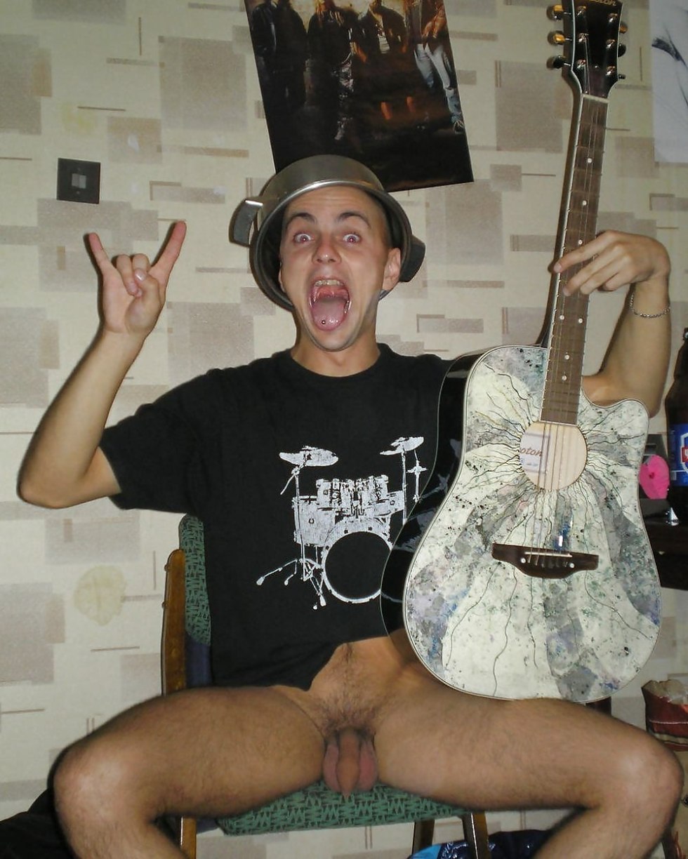 Naked musicians of a man