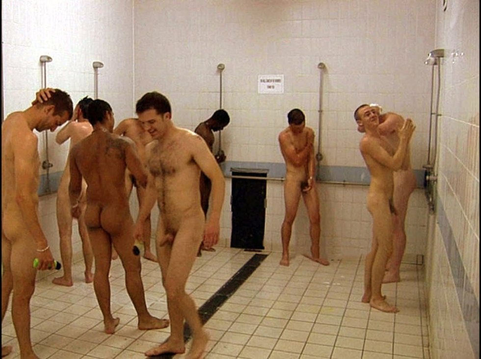 Naked guy in the shower and locker room