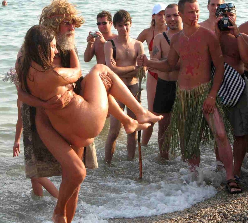 Naked on the beach of Crimea CFNM