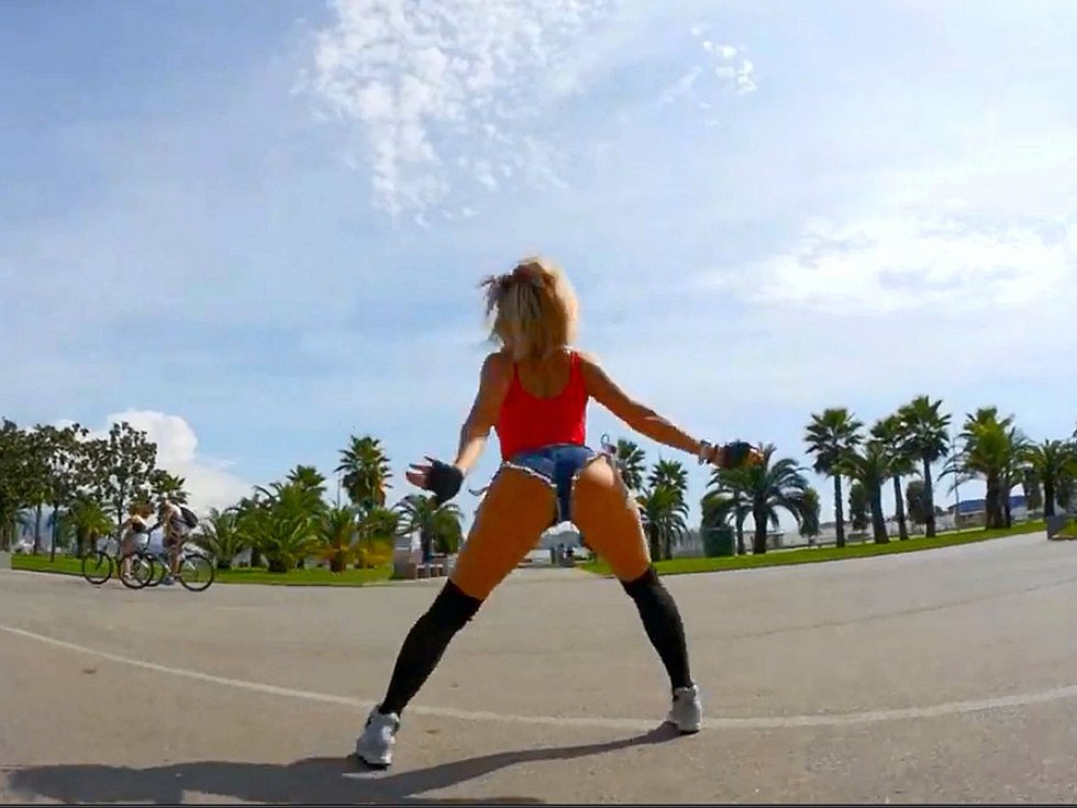 Tverk in a blue dress