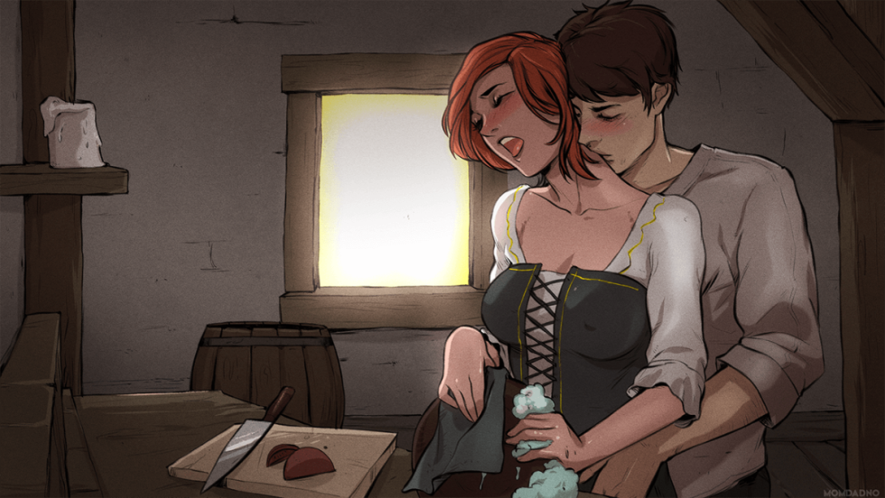 Sits on a member at a computer