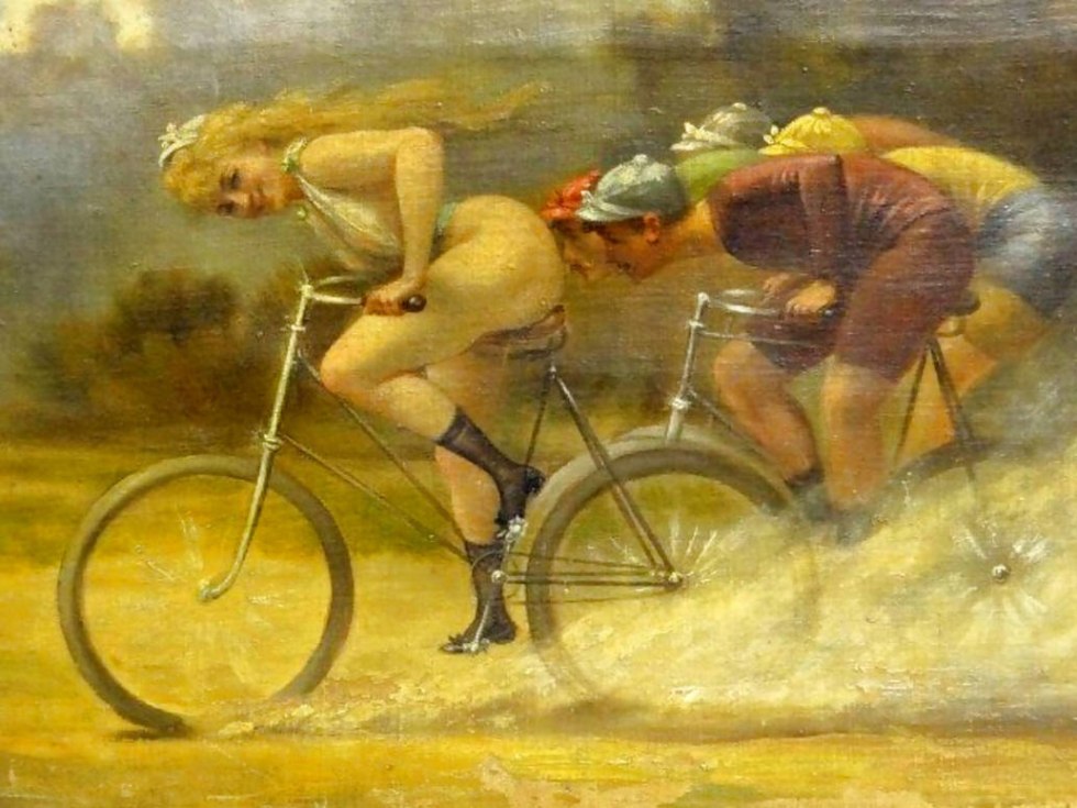Naked chicks on bicycles